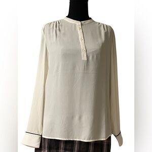 Banana Republic Ivory Blouse with Black Trim – Size S (New with Tags)